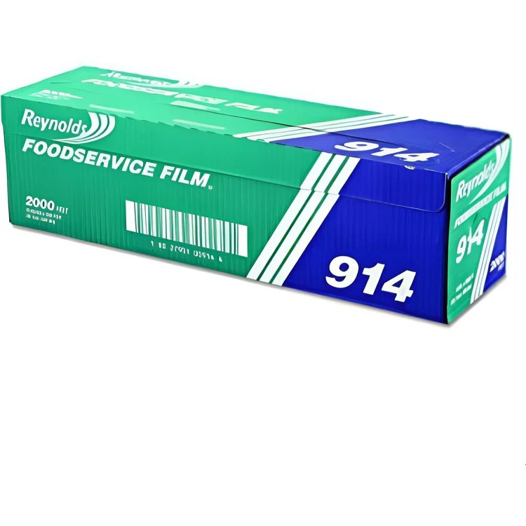 12" x 2000ft Food Service Plastic Film Wrap with Metal Serrated Cutter