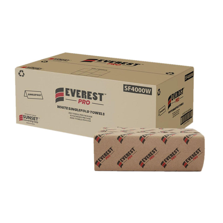 Everest Pro - 250 Sheet 1 Ply White Single Fold Hand Towel, 16 Rl/Cs - SF4000W