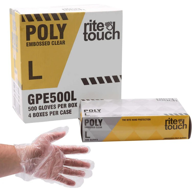 Clear Poly Gloves - Large - 500/box - 4Box/Case