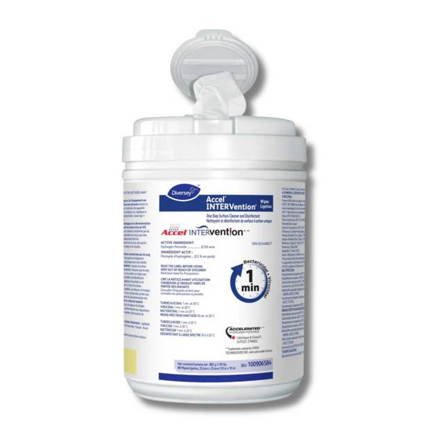 Diversey Accel INTERVention Disinfectant Wipes, 160 Count - 12 Canisters/Case