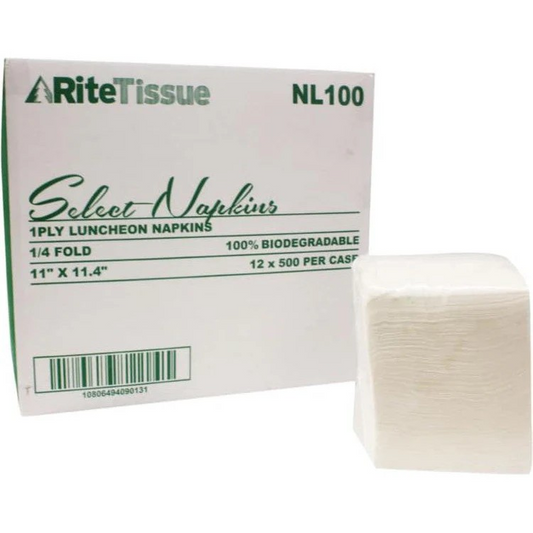 1 Ply 12" X 12" Luncheon Napkins with 1/4 Fold -  6000/Cs