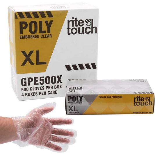 Clear Poly Gloves - X-Large - 500/box - 4Box/Case
