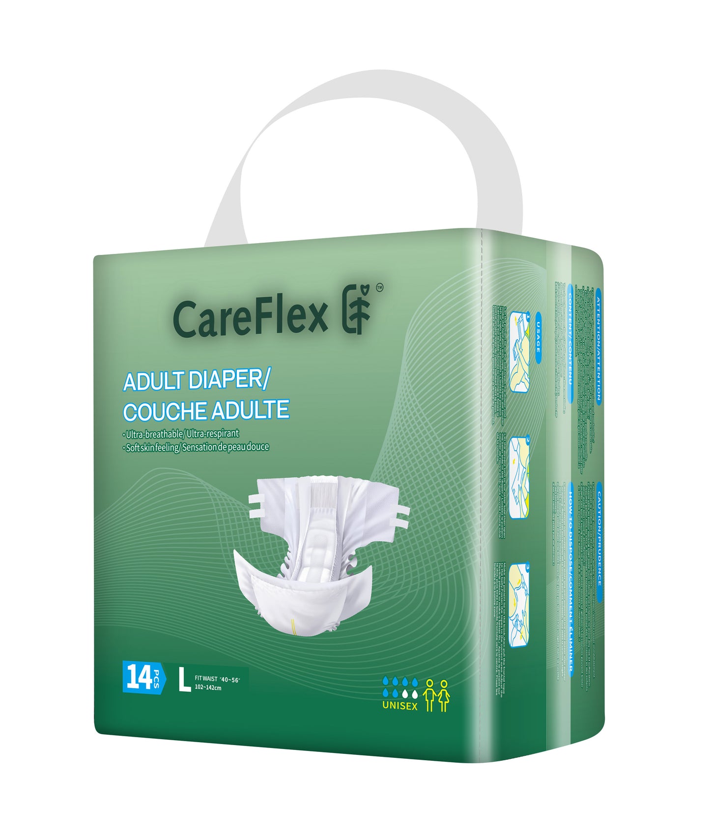 CareFlex Briefs – 14Pcs/Bag * 8 Bags/Case