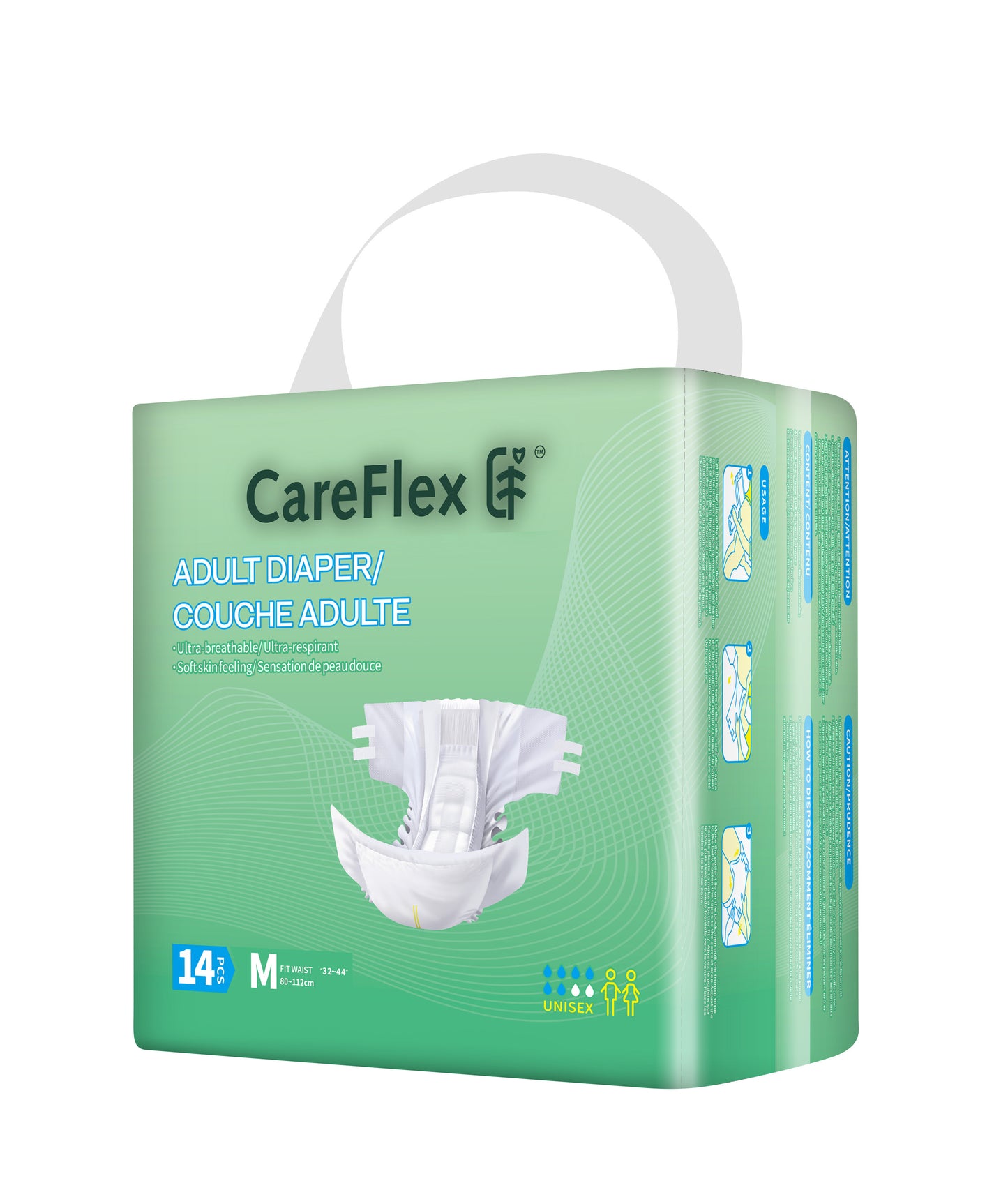 CareFlex Briefs – 14Pcs/Bag * 8 Bags/Case