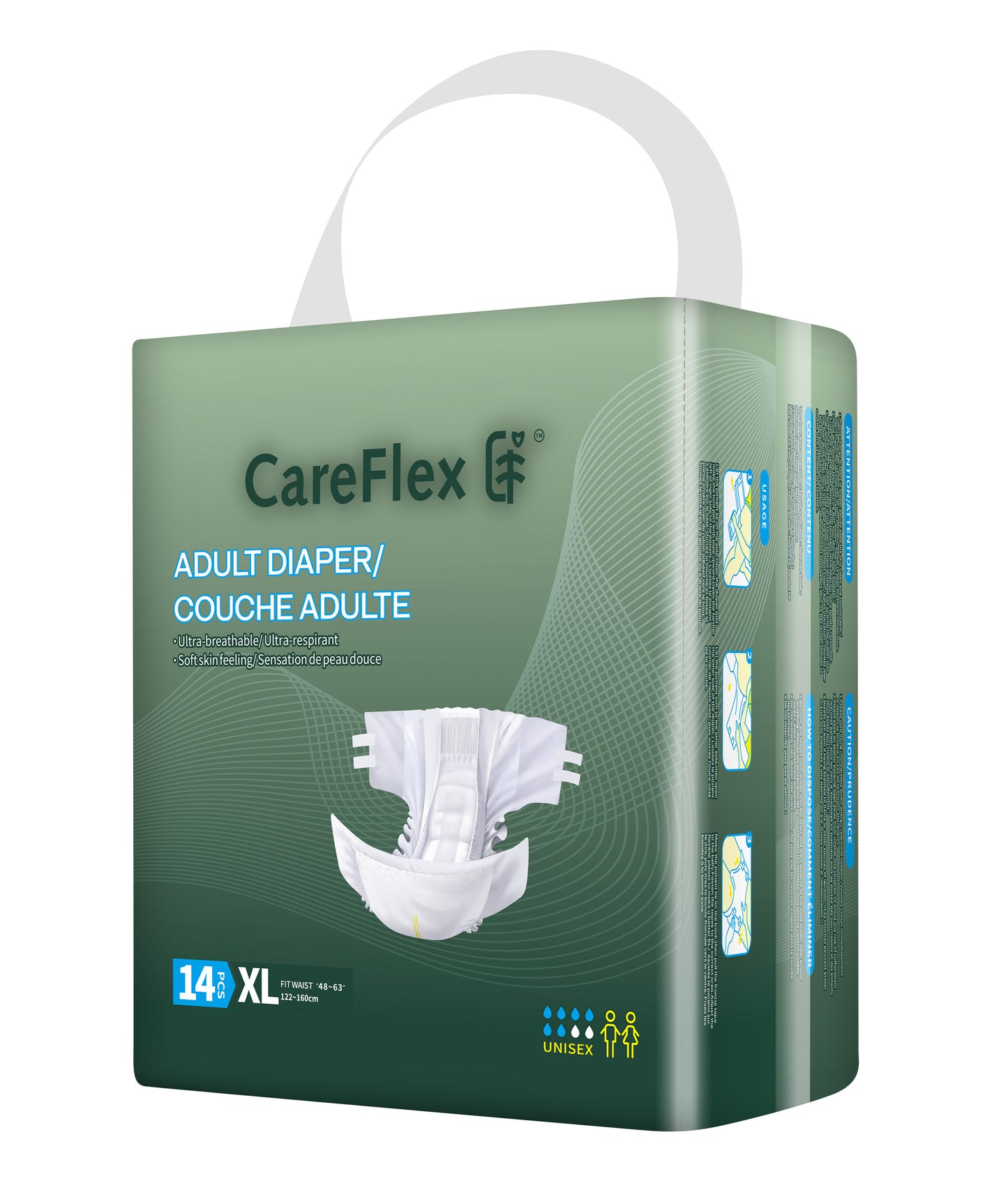 CareFlex Briefs – 14Pcs/Bag * 8 Bags/Case