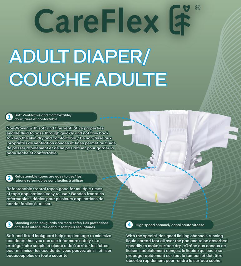 CareFlex Briefs – 14Pcs/Bag * 8 Bags/Case