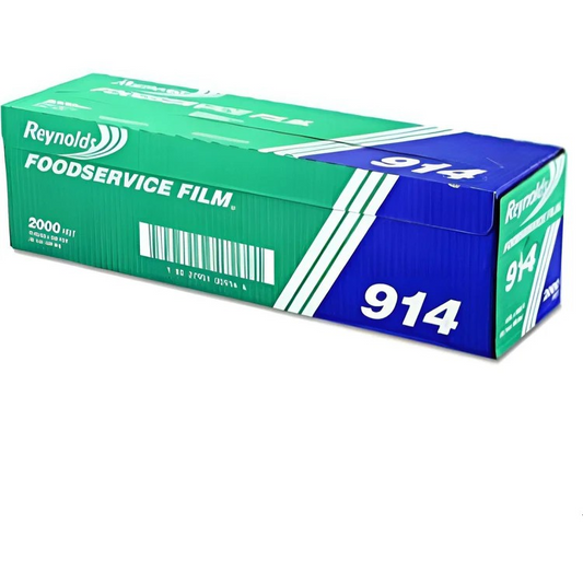 12" x 2000ft Food Service Plastic Film Wrap with Metal Serrated Cutter