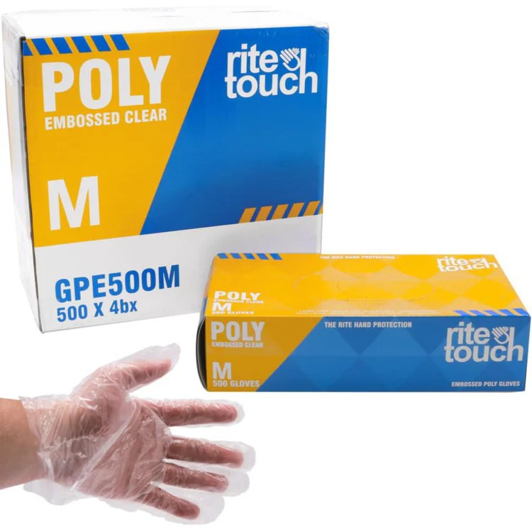 Clear Poly Gloves - Medium - 500/box - 4Box/Case