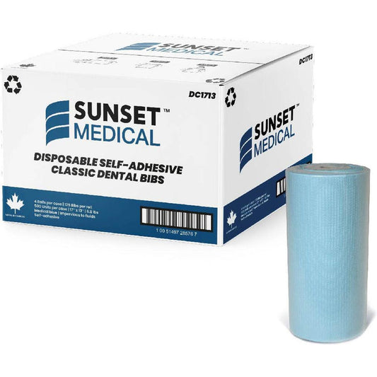 Sunset Medical - 17" x 13" Disposable Self-Adhesive Dental Bibs, 500/Cs - DC1713