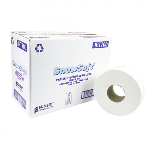 Snow Soft - 1100 Sq. Feet 2 Ply Jumbo Roll Bathroom Tissues- 8 Rl/Case